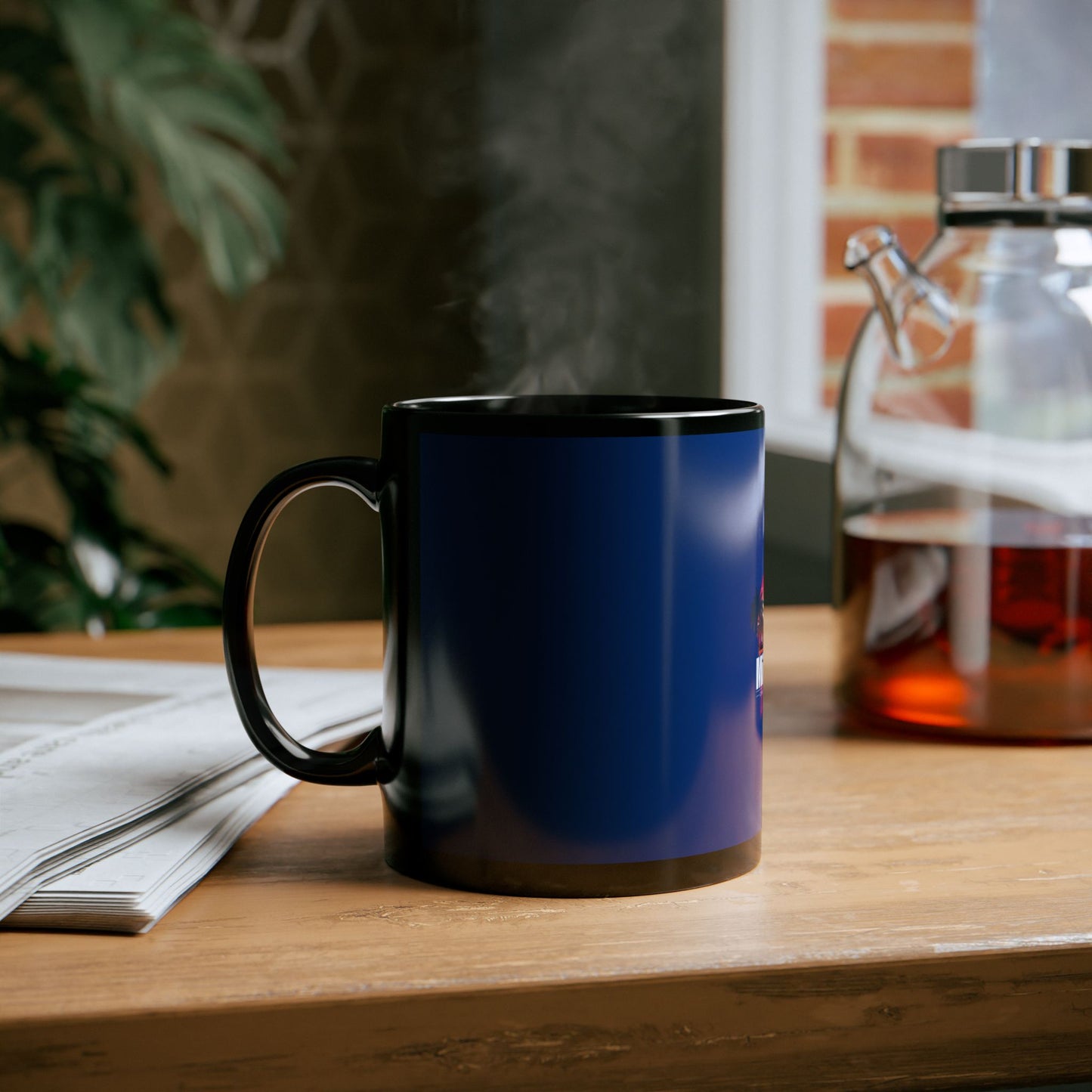 Sunset Logo – Black Mug (Blue)