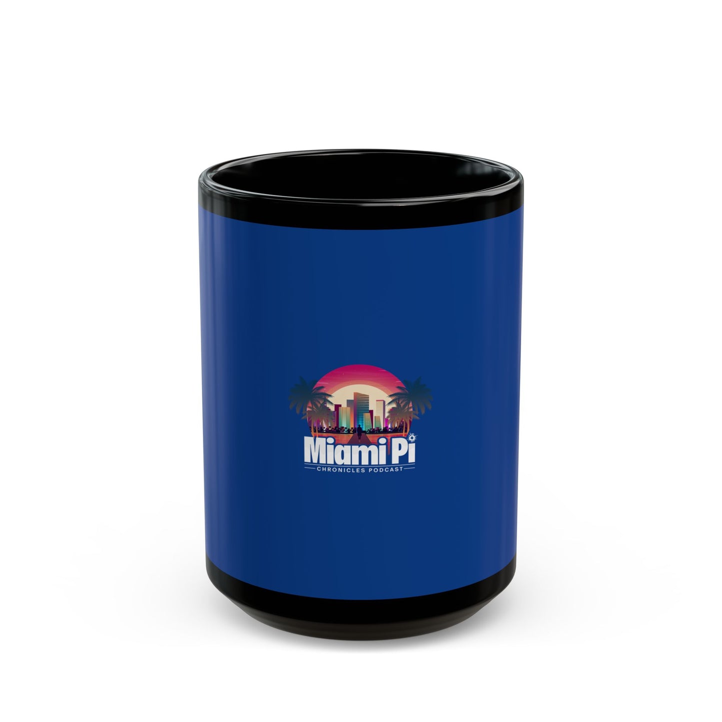Sunset Logo – Black Mug (Blue)