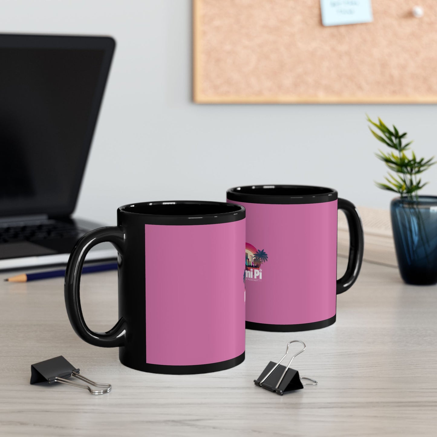 Sunset Logo – Black Mug (Pink)