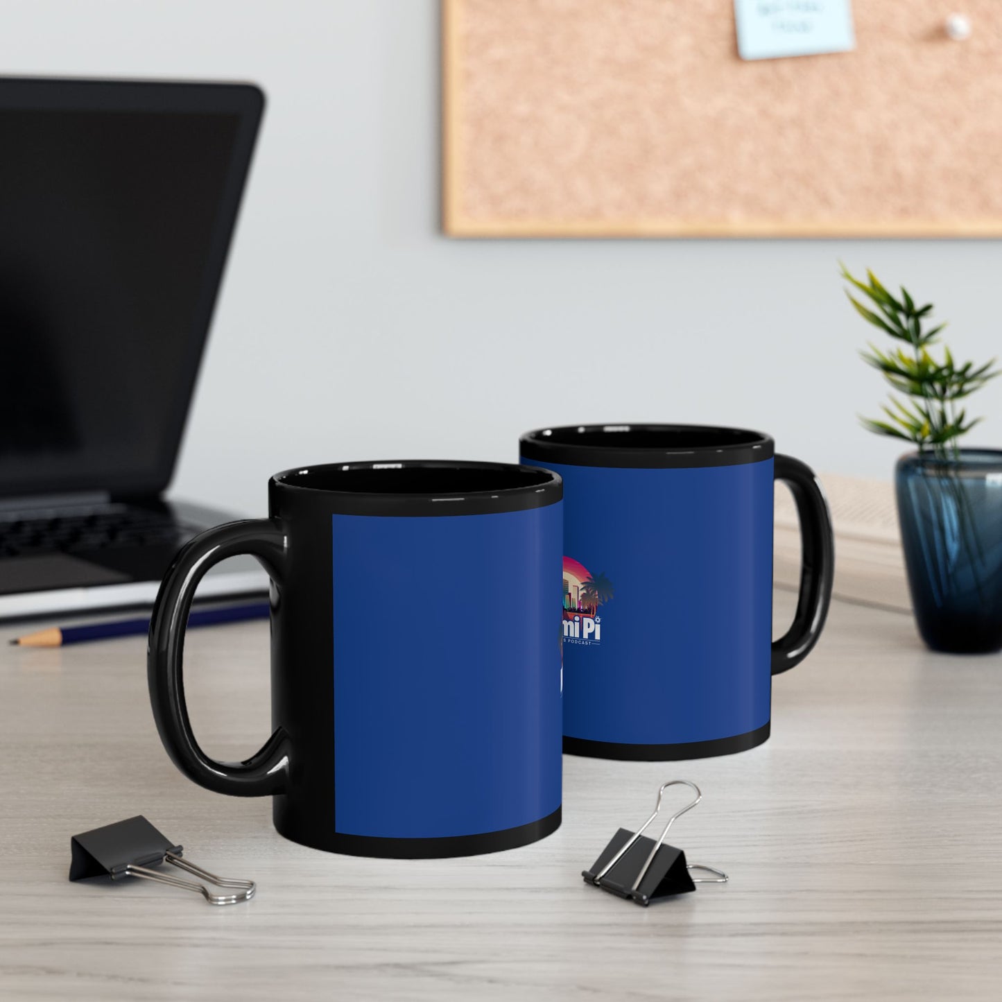 Sunset Logo – Black Mug (Blue)