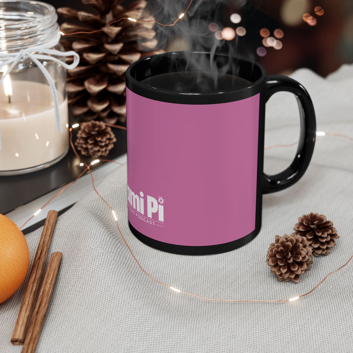Monochrome Logo – Black Mug (Pink)