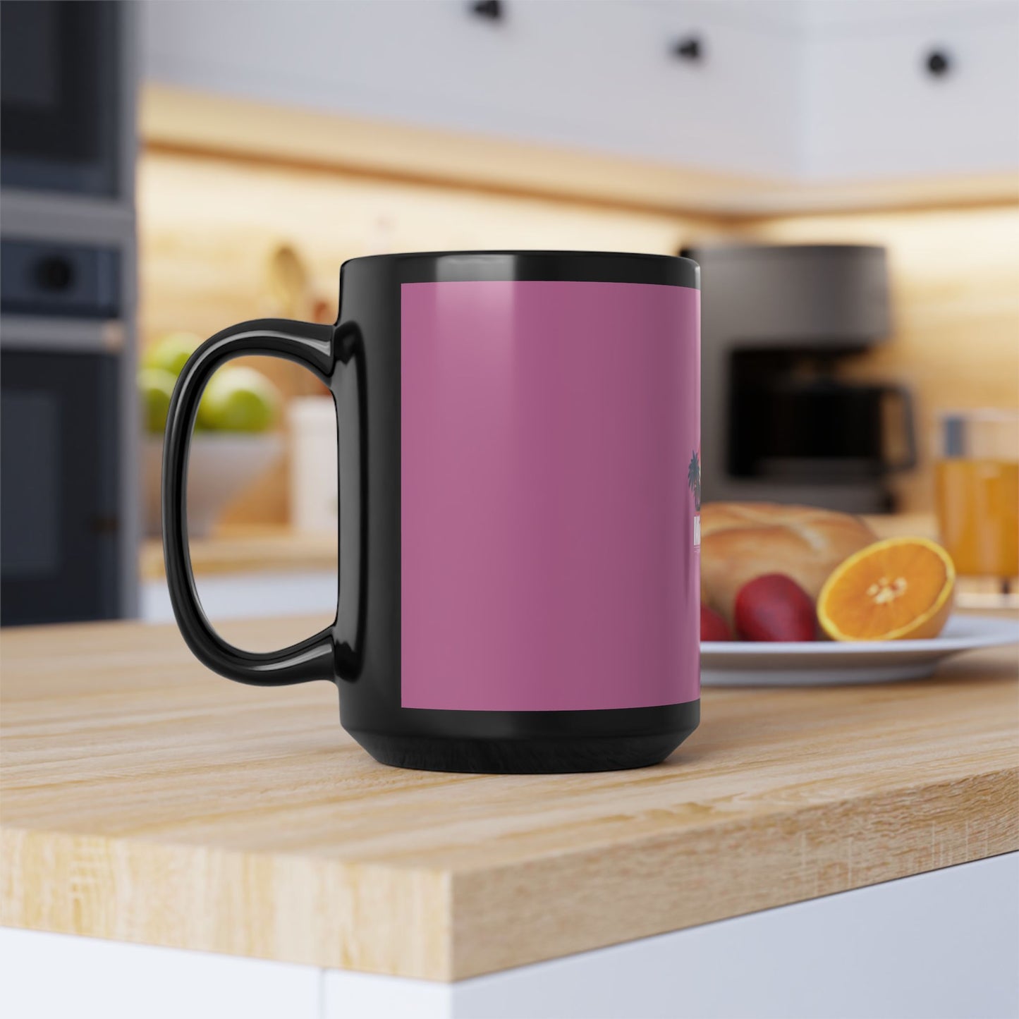 Sunset Logo – Black Mug (Pink)