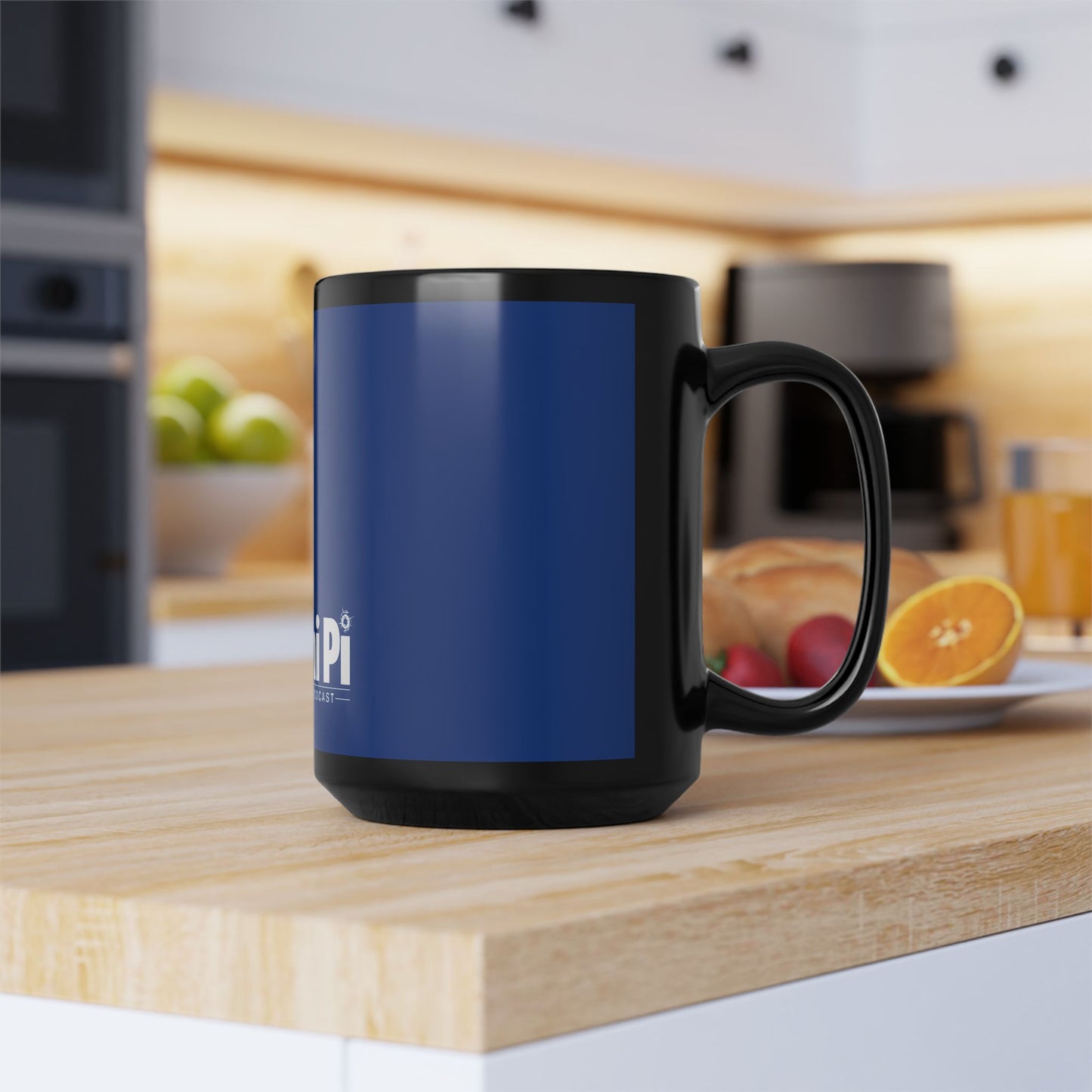 Monochrome Logo – Black Mug (Blue)
