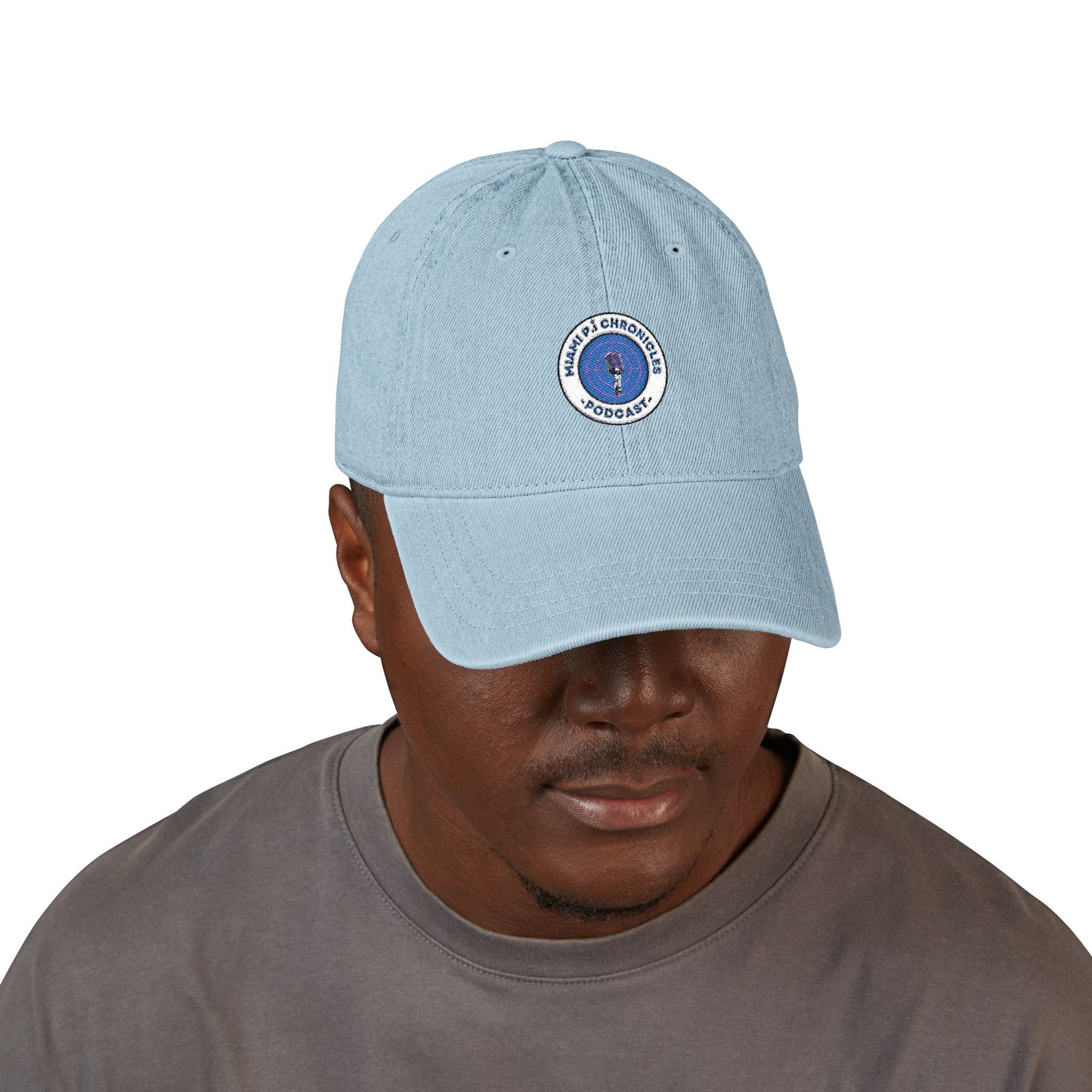 Miami Pi Badge – Embroidered Denim Hat (Light Blue)