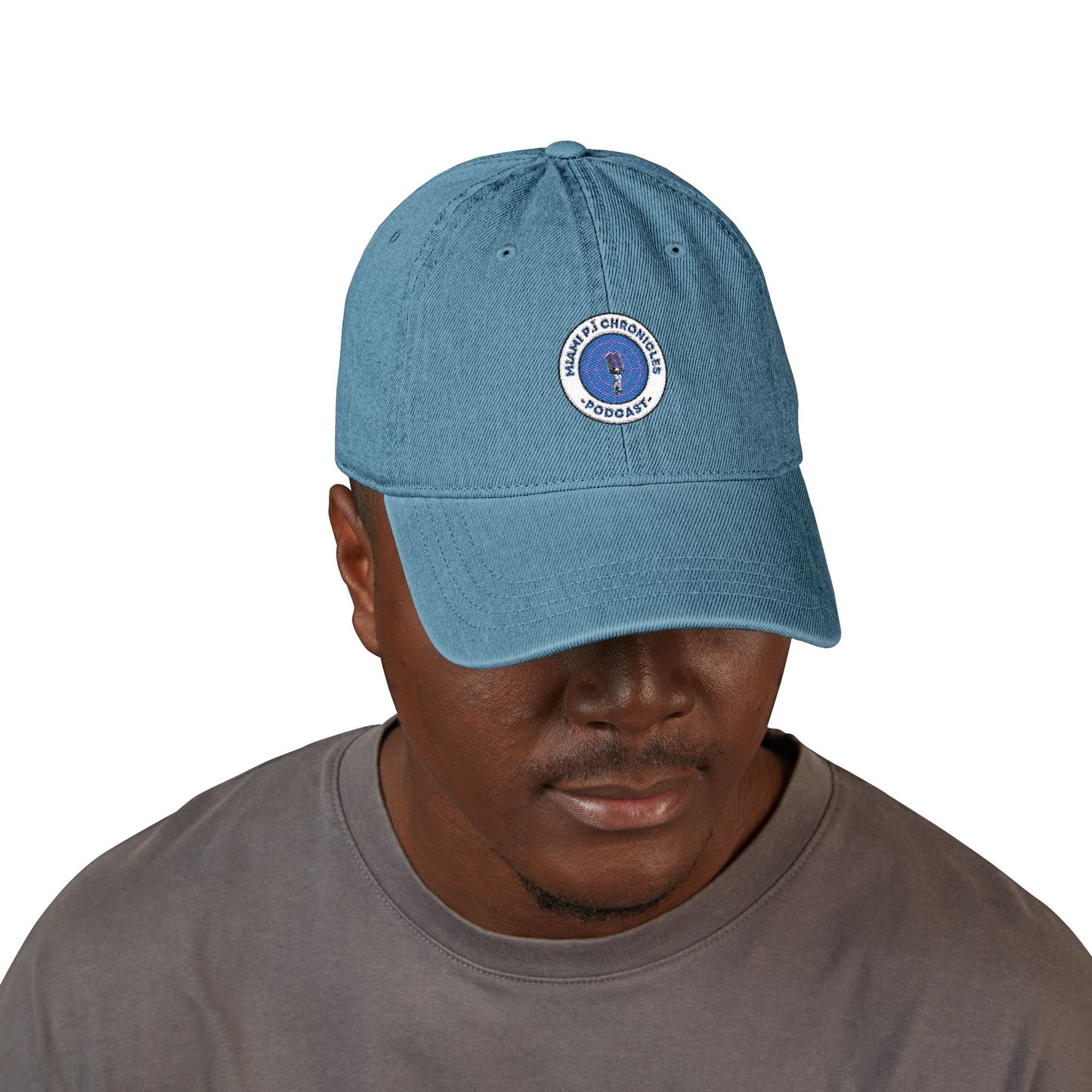 Miami Pi Badge – Embroidered Denim Hat (Blue)