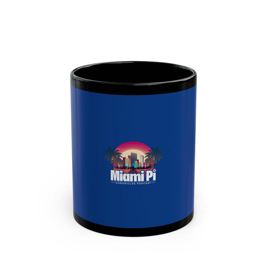 Sunset Logo – Black Mug (Blue)