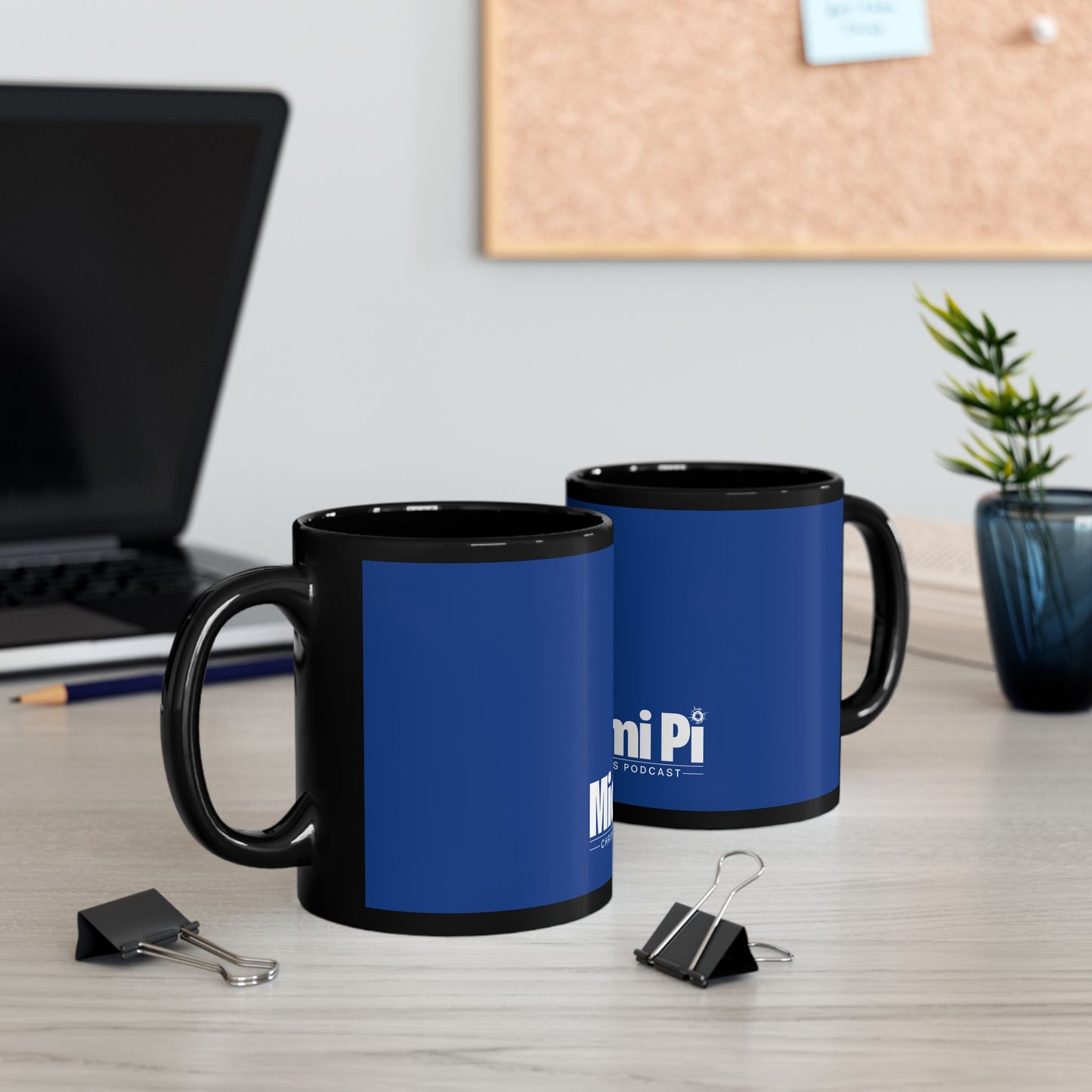Monochrome Logo – Black Mug (Blue)