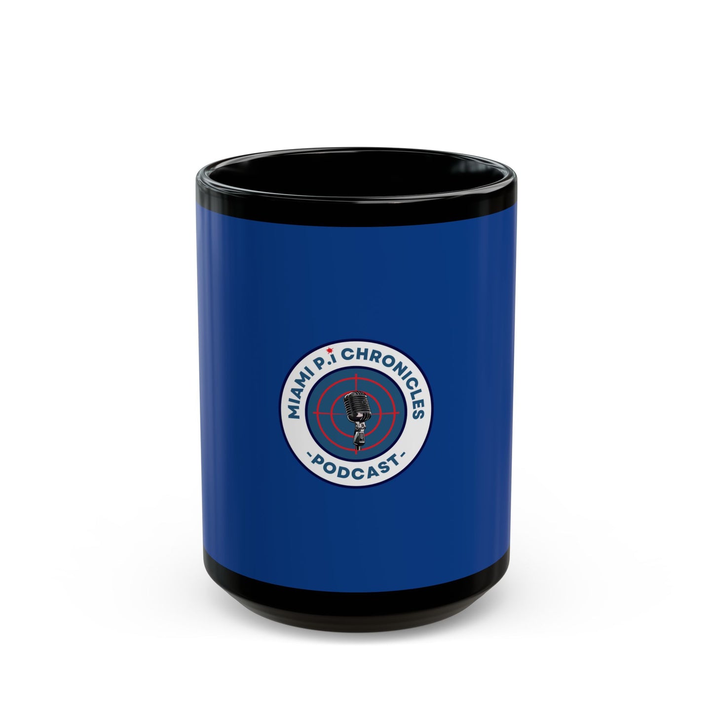 Miami Pi Badge – Black Mug (Blue)