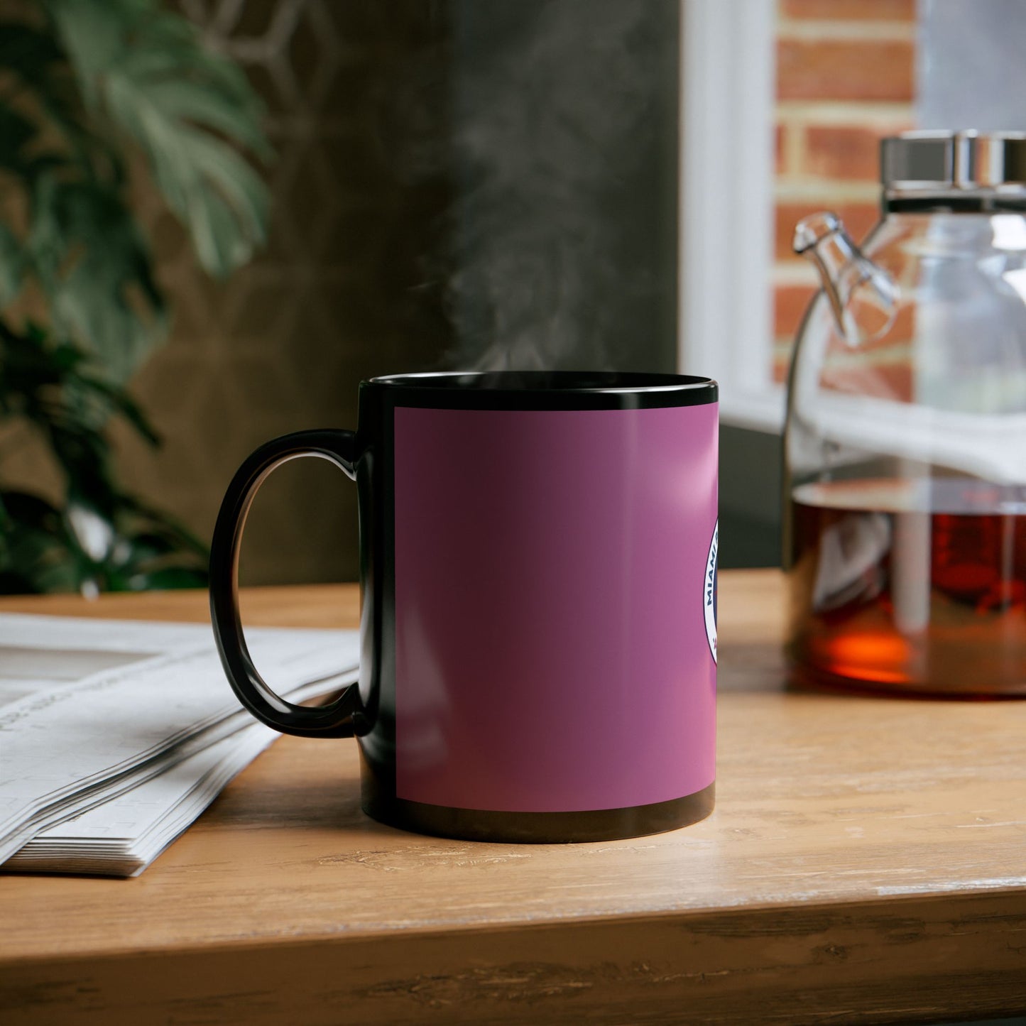 Miami Pi Badge – Black Mug (Pink)