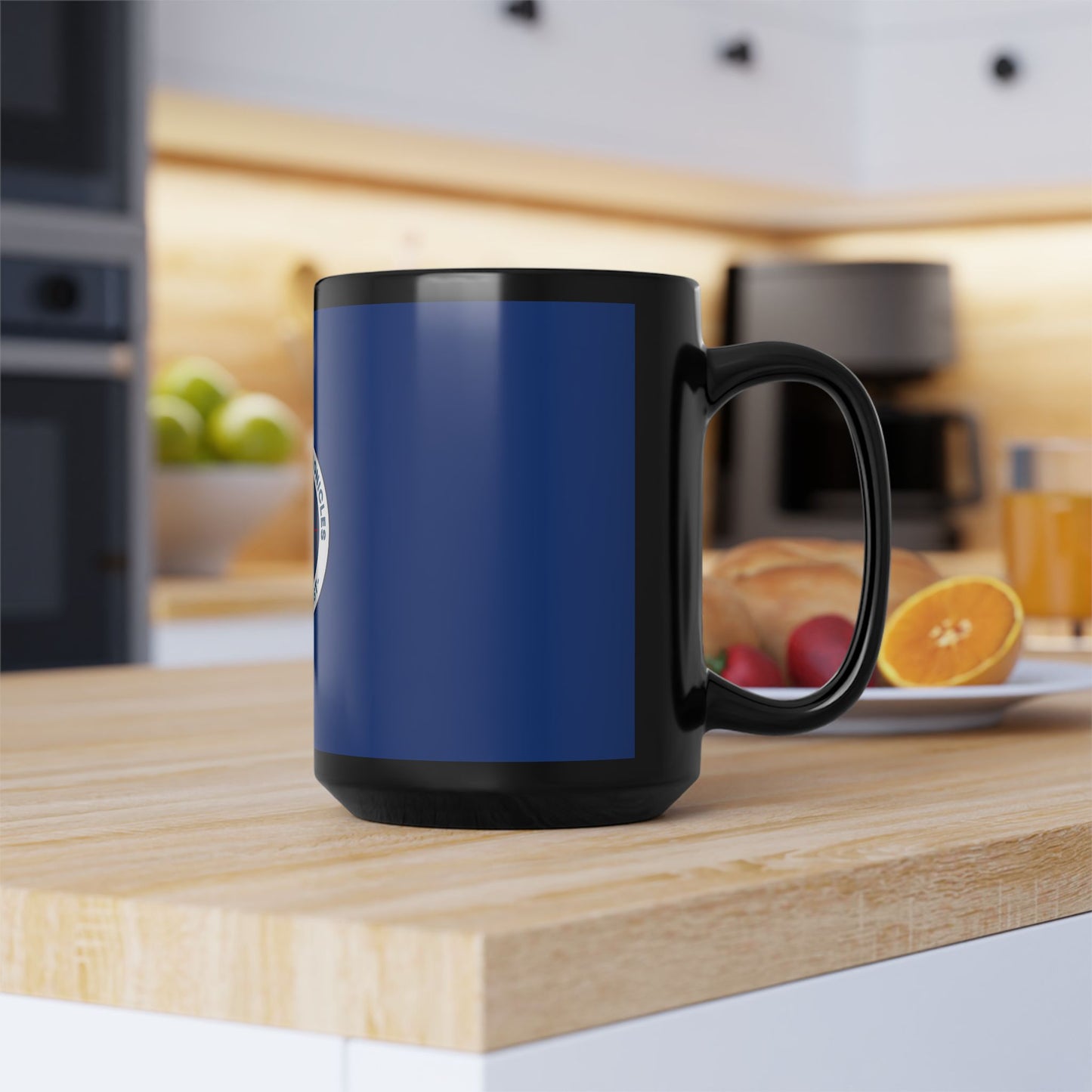 Miami Pi Badge – Black Mug (Blue)