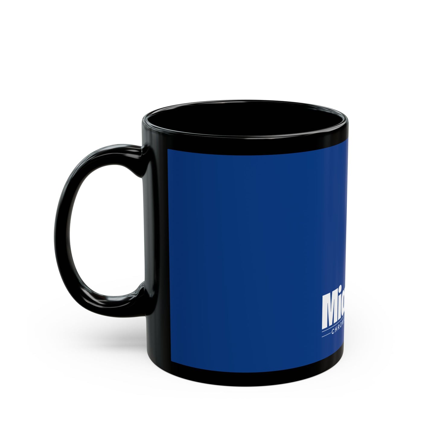 Monochrome Logo – Black Mug (Blue)
