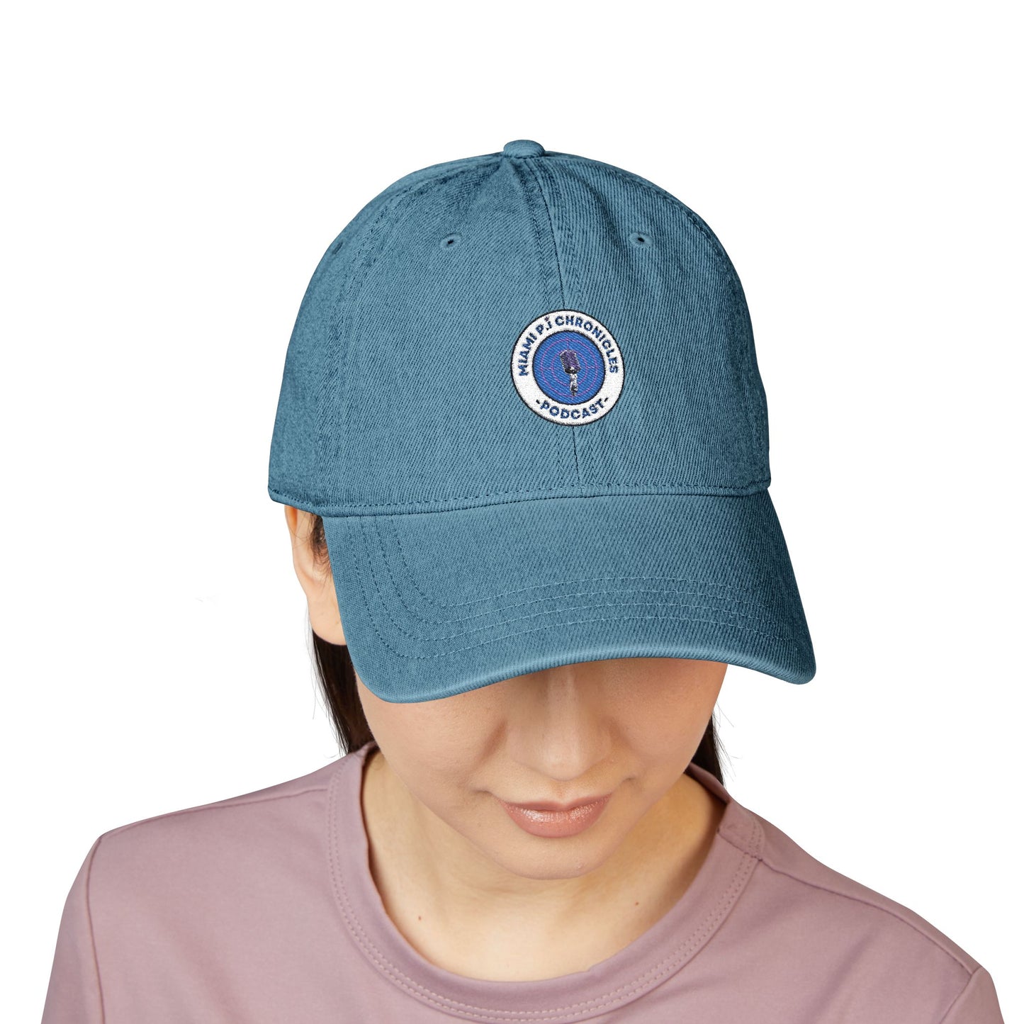 Miami Pi Badge – Embroidered Denim Hat (Blue)