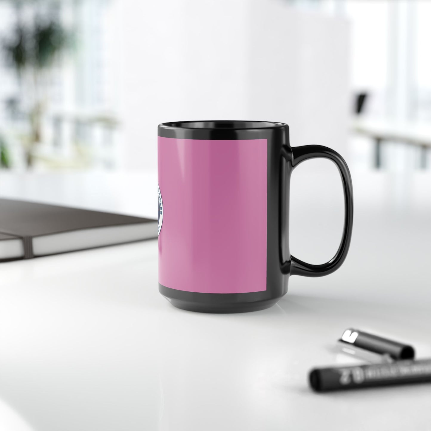 Miami Pi Badge – Black Mug (Pink)