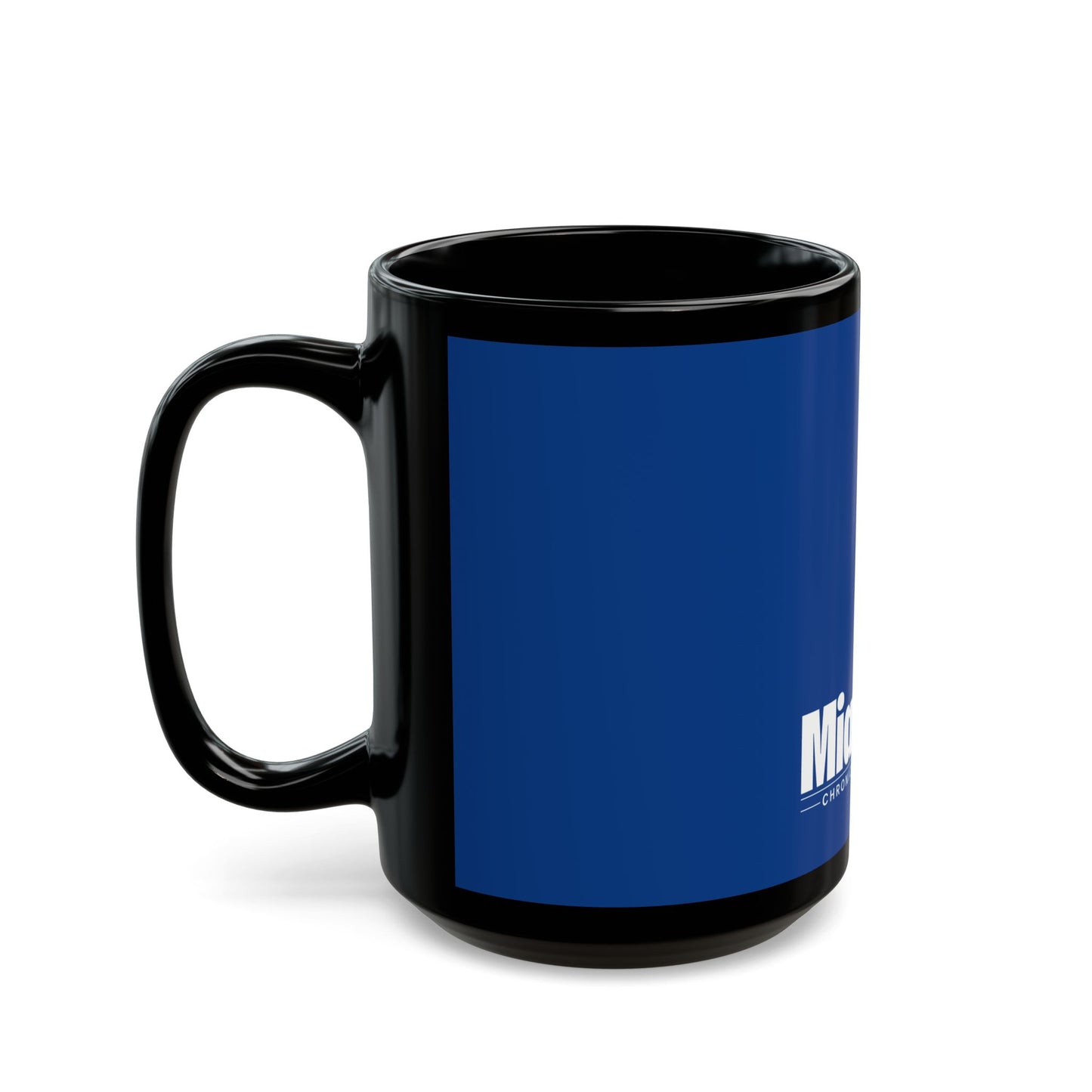 Monochrome Logo – Black Mug (Blue)