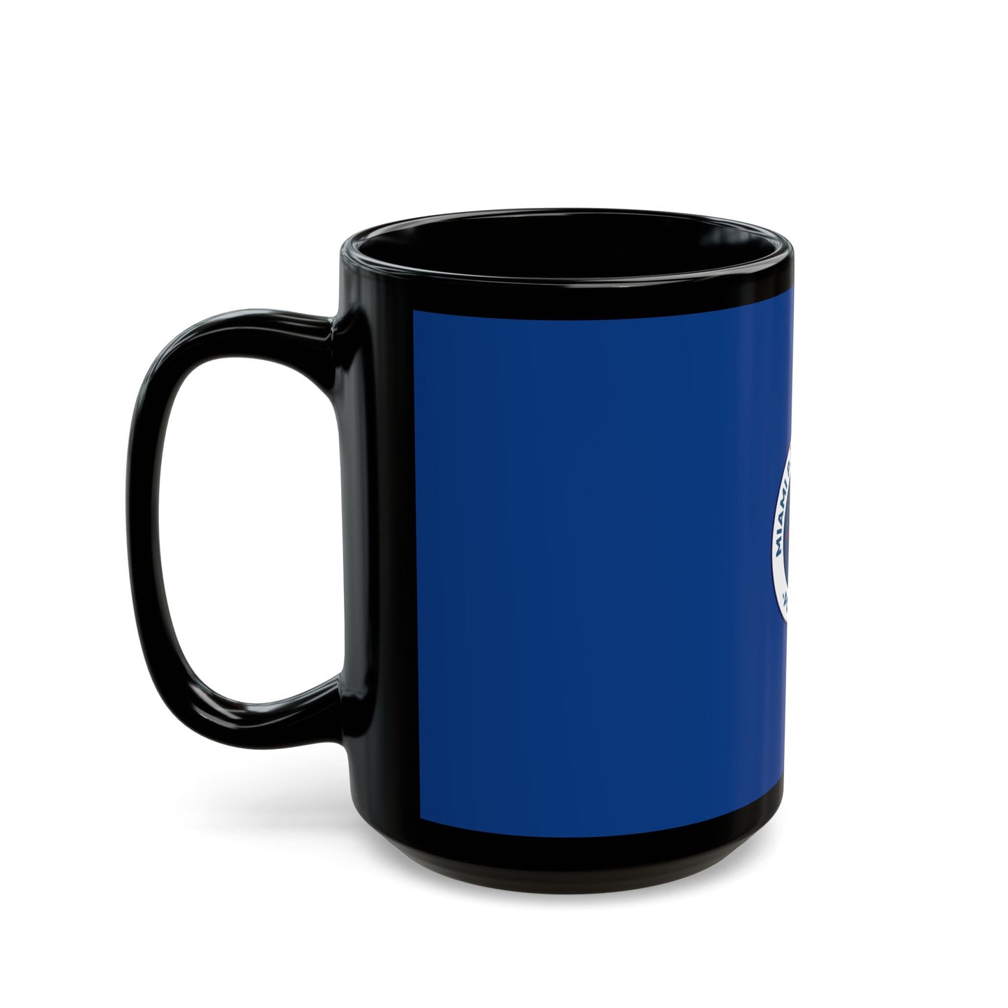 Miami Pi Badge – Black Mug (Blue)